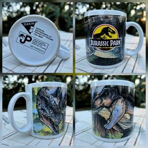 Vintage 1992 Jurassic Park Dinosaur 12oz Coffee Mug‎ Cup by Dakin Movie JP RARE